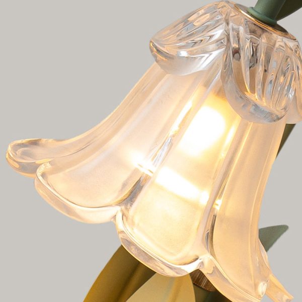 Contemporary Scandinavian Flower Iron Wood Glass 1-Light Melting Wax Table Lamp For Living Room - Image 5