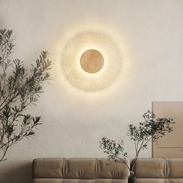 Contemporary Nordic Round Stone Acrylic LED Wall Sconce Lamp For Living Room - Image 9