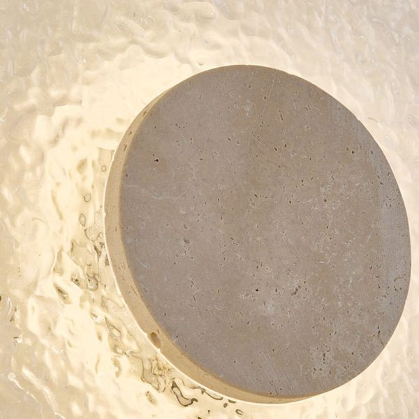 Contemporary Nordic Round Stone Acrylic LED Wall Sconce Lamp For Living Room - Image 6