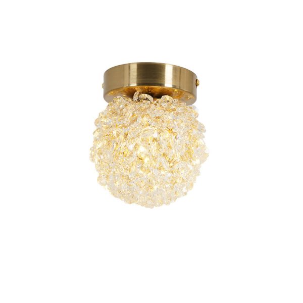 Contemporary Luxury Globe Iron Crystal 1-Light Semi-Flush Mount Ceiling Light For Living Room - Image 7