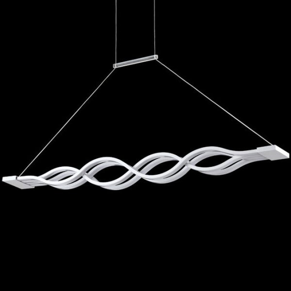 Modern Minimalist Double Loop Wave Aluminum Hardware Silicone LED Island Light Chandelier For Dining Room - Image 15