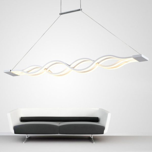 Modern Minimalist Double Loop Wave Aluminum Hardware Silicone LED Island Light Chandelier For Dining Room - Image 14