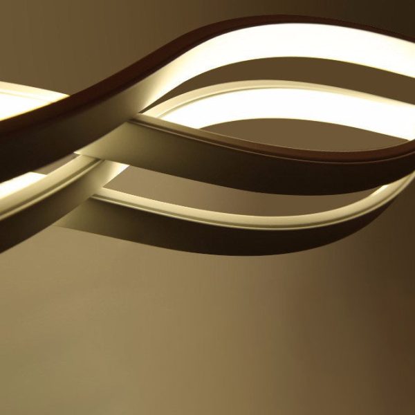 Modern Minimalist Double Loop Wave Aluminum Hardware Silicone LED Island Light Chandelier For Dining Room - Image 8