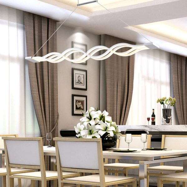Modern Minimalist Double Loop Wave Aluminum Hardware Silicone LED Island Light Chandelier For Dining Room - Image 9