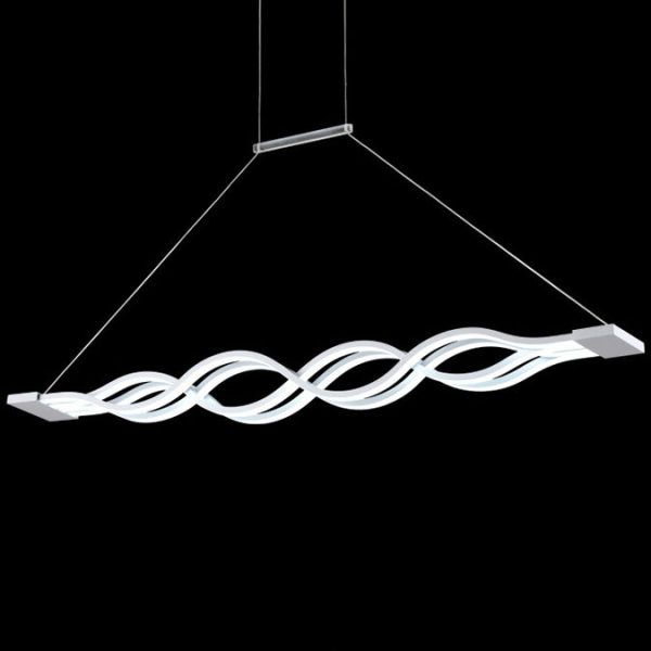 Modern Minimalist Double Loop Wave Aluminum Hardware Silicone LED Island Light Chandelier For Dining Room - Image 16