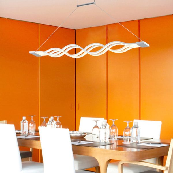 Modern Minimalist Double Loop Wave Aluminum Hardware Silicone LED Island Light Chandelier For Dining Room - Image 10