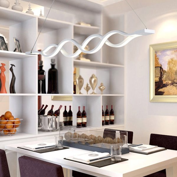 Modern Minimalist Double Loop Wave Aluminum Hardware Silicone LED Island Light Chandelier For Dining Room - Image 12