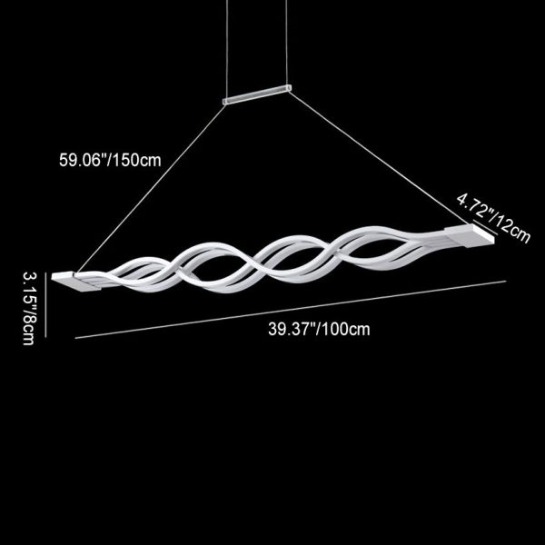 Modern Minimalist Double Loop Wave Aluminum Hardware Silicone LED Island Light Chandelier For Dining Room - Image 4