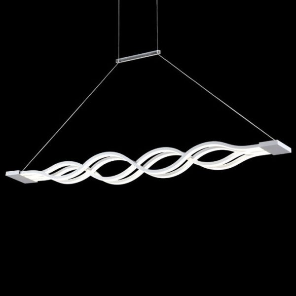 Modern Minimalist Double Loop Wave Aluminum Hardware Silicone LED Island Light Chandelier For Dining Room - Image 17