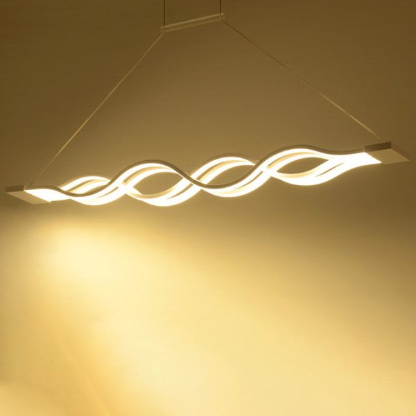 Modern Minimalist Double Loop Wave Aluminum Hardware Silicone LED Island Light Chandelier For Dining Room - Image 19