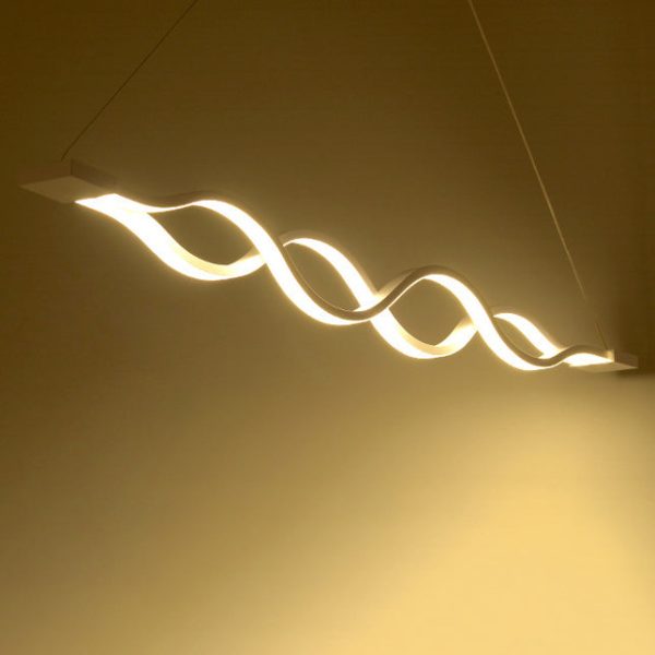 Modern Minimalist Double Loop Wave Aluminum Hardware Silicone LED Island Light Chandelier For Dining Room - Image 20