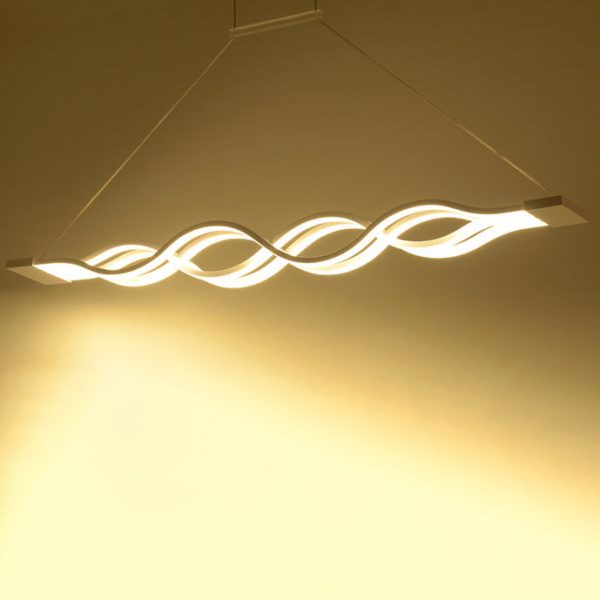 Modern Minimalist Double Loop Wave Aluminum Hardware Silicone LED Island Light Chandelier For Dining Room - Image 21