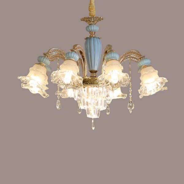 Traditional European Flower Zinc Alloy Crystal Glass Ceramic 6/8/10/12 Light Chandelier For Living Room - Image 19