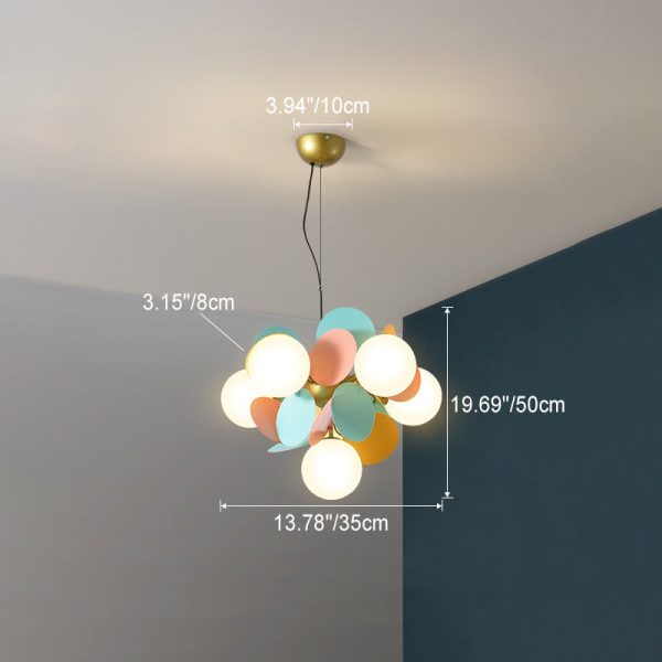 Contemporary Nordic Metal Acrylic Colorful Flower Branch Round Glass Ball 5/6/8/10/12/15 Light Chandelier For Living Room - Image 5