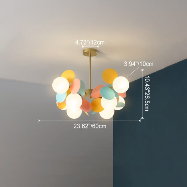 Contemporary Nordic Metal Acrylic Colorful Flower Branch Round Glass Ball 5/6/8/10/12/15 Light Chandelier For Living Room - Image 6