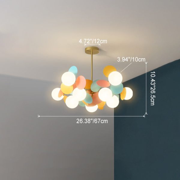 Contemporary Nordic Metal Acrylic Colorful Flower Branch Round Glass Ball 5/6/8/10/12/15 Light Chandelier For Living Room - Image 7