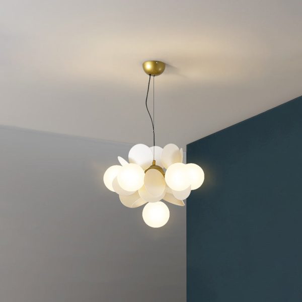 Contemporary Nordic Metal Acrylic Colorful Flower Branch Round Glass Ball 5/6/8/10/12/15 Light Chandelier For Living Room - Image 38