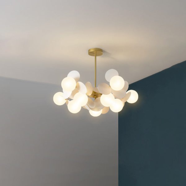 Contemporary Nordic Metal Acrylic Colorful Flower Branch Round Glass Ball 5/6/8/10/12/15 Light Chandelier For Living Room - Image 40