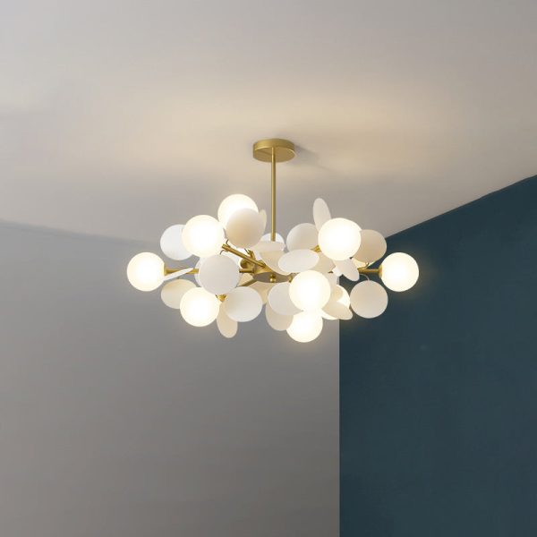 Contemporary Nordic Metal Acrylic Colorful Flower Branch Round Glass Ball 5/6/8/10/12/15 Light Chandelier For Living Room - Image 41