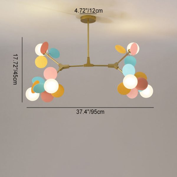 Contemporary Nordic Metal Acrylic Colorful Flower Branch Round Glass Ball 5/6/8/10/12/15 Light Chandelier For Living Room - Image 10