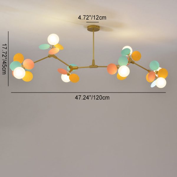 Contemporary Nordic Metal Acrylic Colorful Flower Branch Round Glass Ball 5/6/8/10/12/15 Light Chandelier For Living Room - Image 11