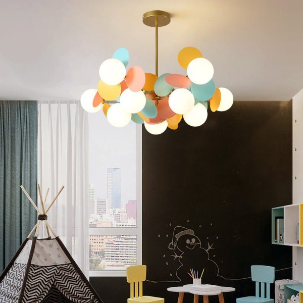 Contemporary Nordic Metal Acrylic Colorful Flower Branch Round Glass Ball 5/6/8/10/12/15 Light Chandelier For Living Room - Image 21