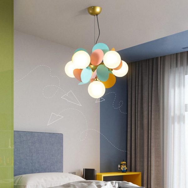 Contemporary Nordic Metal Acrylic Colorful Flower Branch Round Glass Ball 5/6/8/10/12/15 Light Chandelier For Living Room - Image 25
