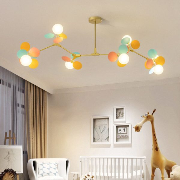 Contemporary Nordic Metal Acrylic Colorful Flower Branch Round Glass Ball 5/6/8/10/12/15 Light Chandelier For Living Room - Image 26