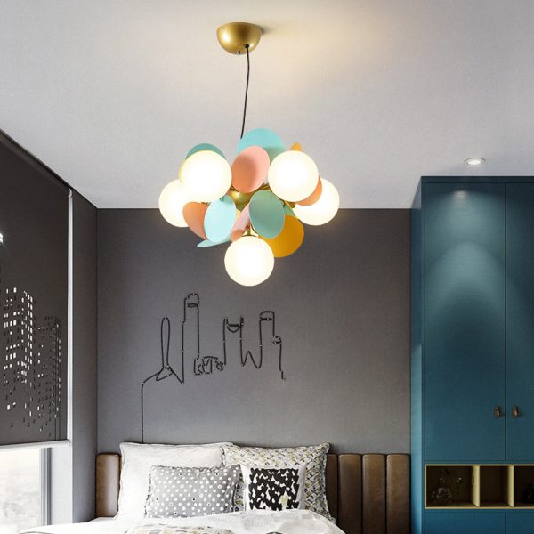 Contemporary Nordic Metal Acrylic Colorful Flower Branch Round Glass Ball 5/6/8/10/12/15 Light Chandelier For Living Room - Image 27