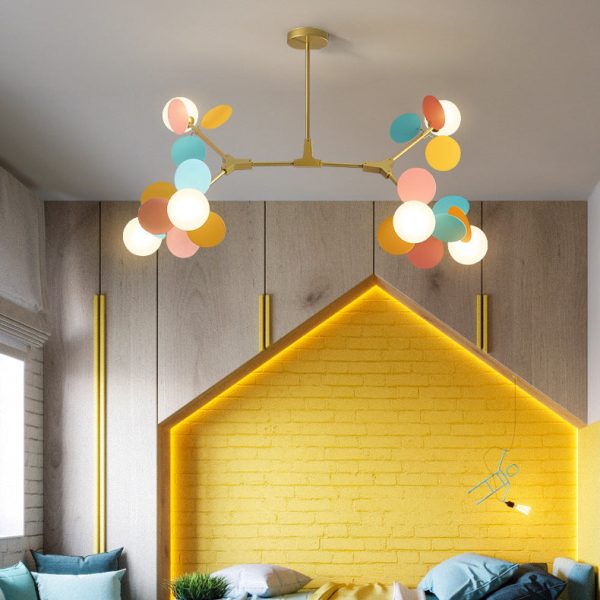 Contemporary Nordic Metal Acrylic Colorful Flower Branch Round Glass Ball 5/6/8/10/12/15 Light Chandelier For Living Room - Image 28