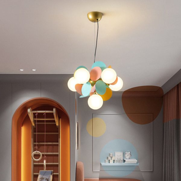 Contemporary Nordic Metal Acrylic Colorful Flower Branch Round Glass Ball 5/6/8/10/12/15 Light Chandelier For Living Room - Image 30