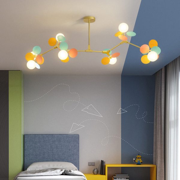 Contemporary Nordic Metal Acrylic Colorful Flower Branch Round Glass Ball 5/6/8/10/12/15 Light Chandelier For Living Room - Image 31