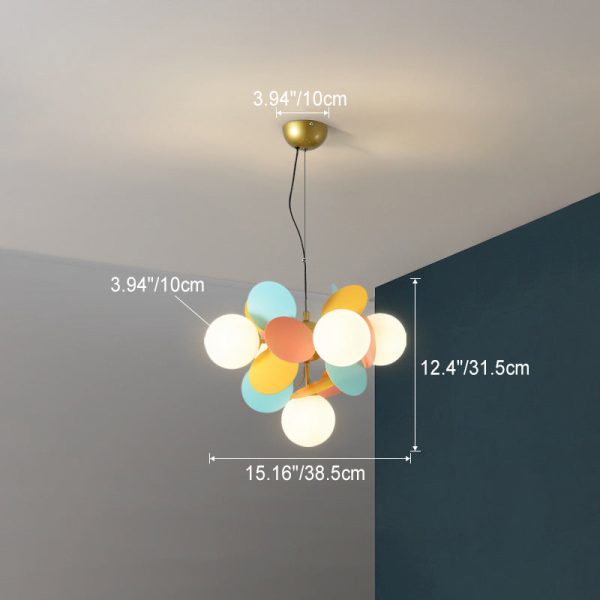 Contemporary Nordic Metal Acrylic Colorful Flower Branch Round Glass Ball 5/6/8/10/12/15 Light Chandelier For Living Room - Image 4