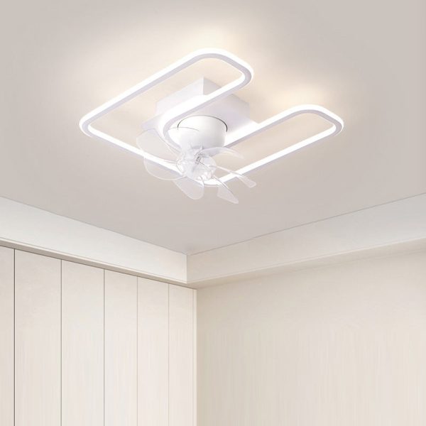 Contemporary Creative Iron Silicone ABS Round Square LED Semi-Flush Mount Ceiling Fan Light Living Room - Image 18