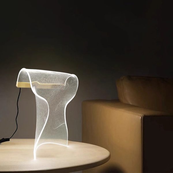 Contemporary Creative Irregular Transparent Aluminum Acrylic LED Table Lamp For Bedroom - Image 10