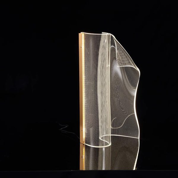 Contemporary Creative Irregular Transparent Aluminum Acrylic LED Table Lamp For Bedroom - Image 12