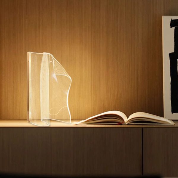 Contemporary Creative Irregular Transparent Aluminum Acrylic LED Table Lamp For Bedroom - Image 9
