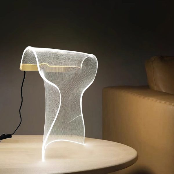 Contemporary Creative Irregular Transparent Aluminum Acrylic LED Table Lamp For Bedroom - Image 2