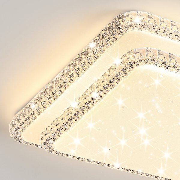 Modern Luxury Mounted Star Crystal Round Square Acrylic Iron LED Flush Mount Ceiling Light For Bedroom - Image 13
