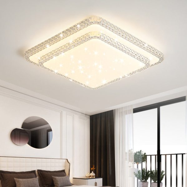 Modern Luxury Mounted Star Crystal Round Square Acrylic Iron LED Flush Mount Ceiling Light For Bedroom - Image 22