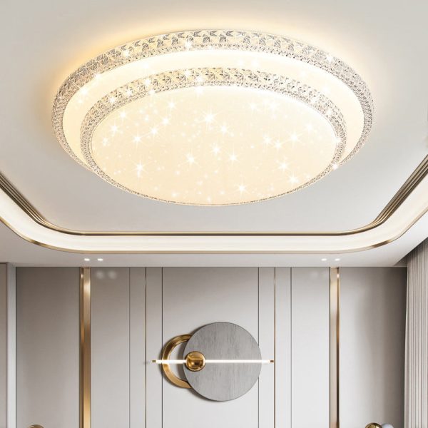 Modern Luxury Mounted Star Crystal Round Square Acrylic Iron LED Flush Mount Ceiling Light For Bedroom - Image 21