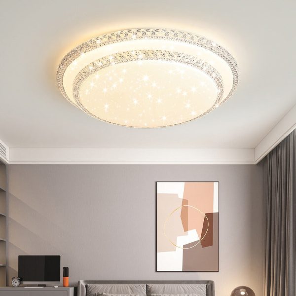 Modern Luxury Mounted Star Crystal Round Square Acrylic Iron LED Flush Mount Ceiling Light For Bedroom - Image 20