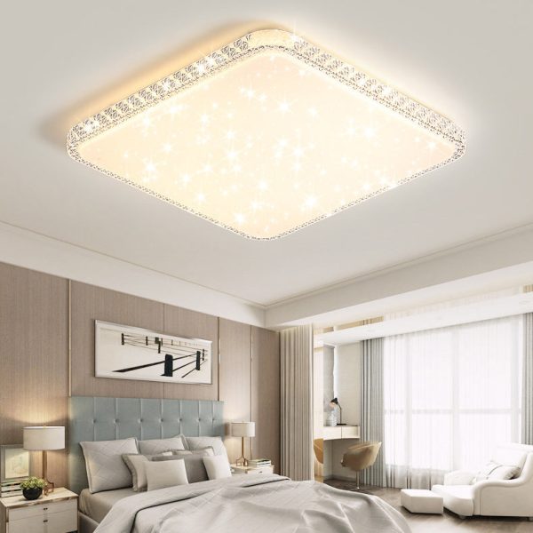 Modern Luxury Mounted Star Crystal Round Square Acrylic Iron LED Flush Mount Ceiling Light For Bedroom - Image 2