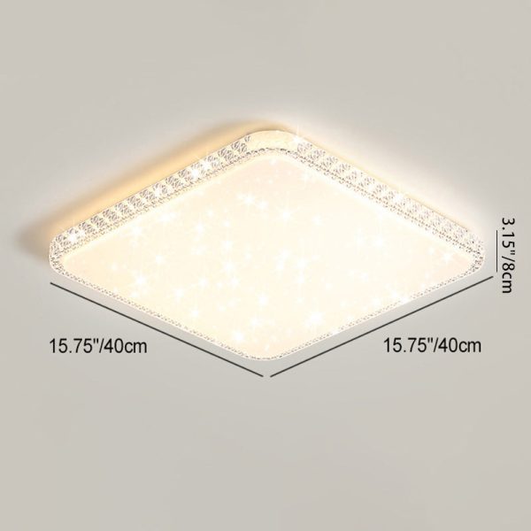 Modern Luxury Mounted Star Crystal Round Square Acrylic Iron LED Flush Mount Ceiling Light For Bedroom - Image 8