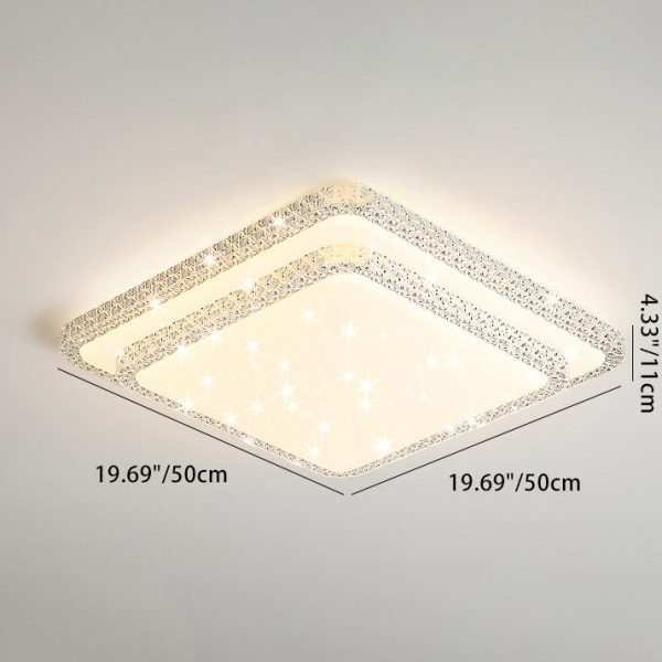 Modern Luxury Mounted Star Crystal Round Square Acrylic Iron LED Flush Mount Ceiling Light For Bedroom - Image 12