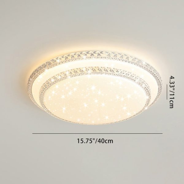 Modern Luxury Mounted Star Crystal Round Square Acrylic Iron LED Flush Mount Ceiling Light For Bedroom - Image 9