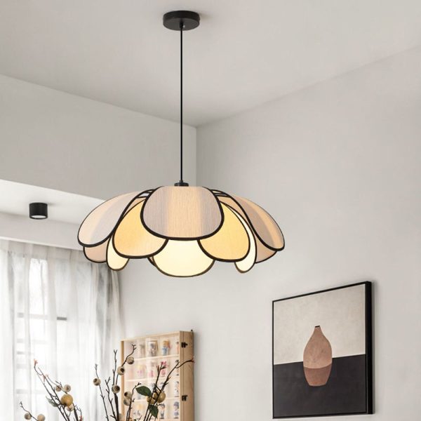 Contemporary Nordic Petals Iron Plant Fiber 1-Light Pendant Light For Dining Room