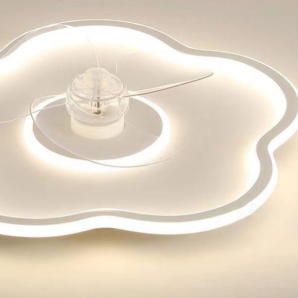Modern Minimalist Flower Shape Iron Acrylic LED Flush Mount Ceiling Fan Light For Bedroom - Image 5