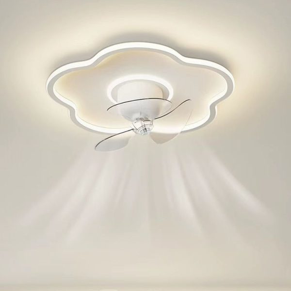 Modern Minimalist Flower Shape Iron Acrylic LED Flush Mount Ceiling Fan Light For Bedroom - Image 8
