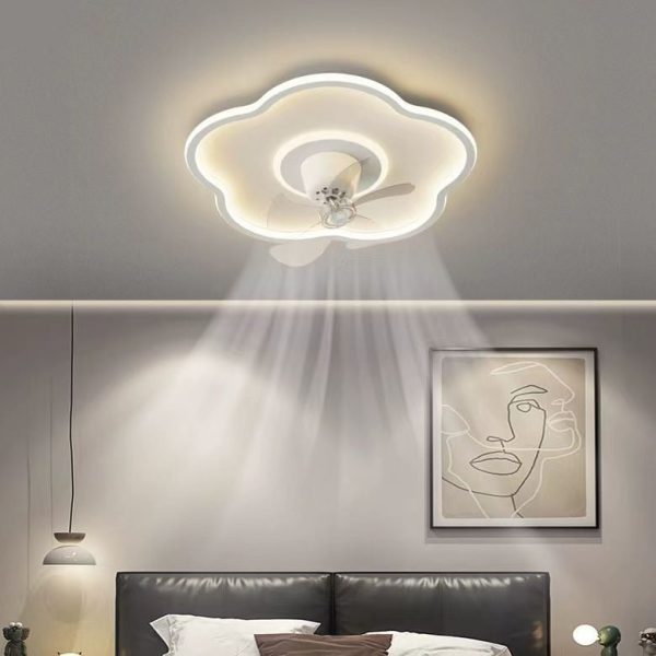 Modern Minimalist Flower Shape Iron Acrylic LED Flush Mount Ceiling Fan Light For Bedroom - Image 6